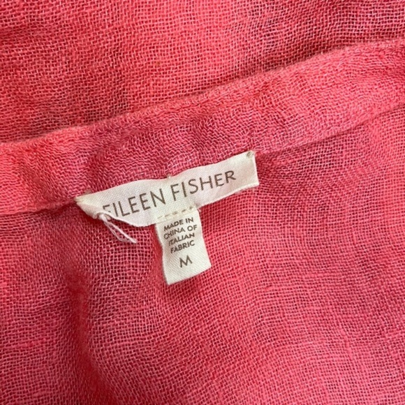 Eileen Fisher 100%‎ Linen Lightweight Salmon Tunic Top Button Down Blouse Size M - Picture 7 of 8